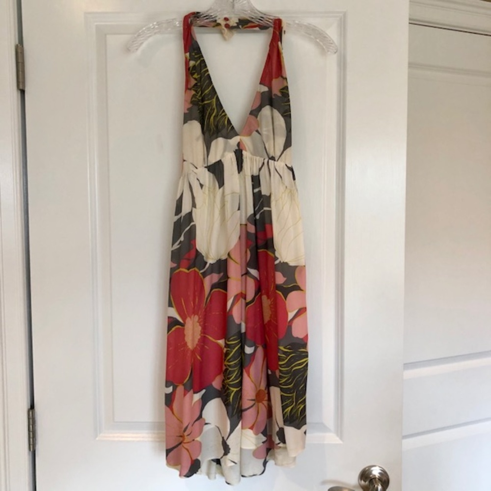 VINTAGE Tibi multicolor floral halter dress